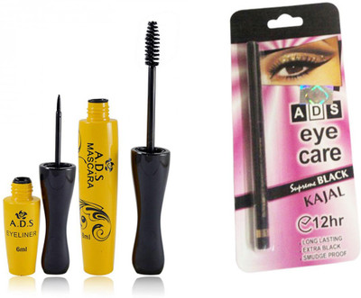

ADS 1608 Waterproof Eyeliner / Mascara / Eye Care Kajal(Set of 3)