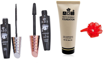 

ADS Waterproof Eyeliner / Mascara / White Invisible Foundation / Band(Set of 4)