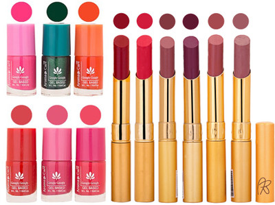 

Aroma Care Perfect Combo of Nail Polish and Rythm Lipstick Popular Shades in Wholesale Rate 2332017042(Set of 12)