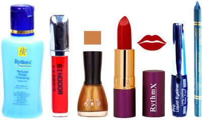 

Rythmx Lipstick ,Remover, Sindoor, Nail Polish,EyeLiner,Turqoise Blue Kajal, Makeup kit Combo 12038(Set of 6)