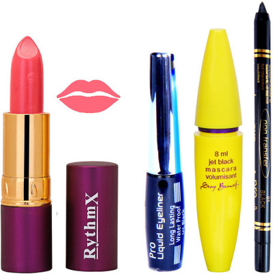 

Rythmx Lipstick ,Black Eyeliner,Kajal, Jet Mascara Makeup Combo Pack(Set of 4)