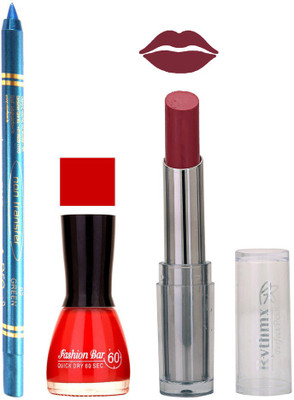 

Rythmx Lipstick , Nail Polish And Turquoise Blue Kajal Makeup Combo 1130(Set of 3)