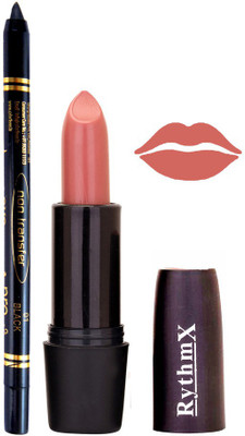 

Rythmx Light Peach Mauve Lipstick And Pro Non Transfer Black Kajal 3892(Set of 2)