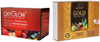 

Oxyglow Golden Glowmutli Fruit Bleach & Gold Facial Kit 165gm(Set of 2)