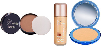 

Blue Heaven Xpression Pan Cake (75), Oil Free Foundation (Cream Beige) & Silk On Face Compact (Natural) Combo.(Set of 3)