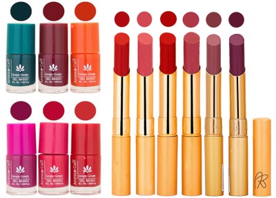 

Aroma Care Famous Combo of Nail Polish with Rythm Long Lasting Lipstick Sets 183201757(Set of 12)