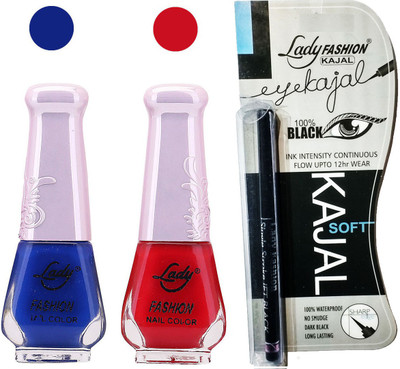 

Lady Fashion Nail Polish And Kajal Combo(Set of 3)