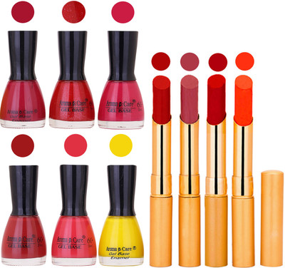 

Aroma Care Candi Bottle Nail Polish Combo with Rytm Popular Lipstick Combo Set-31(Set of 10)