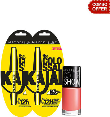 

Maybelline The Colossal Kajal with Color Show Nail Color(Set of 3)