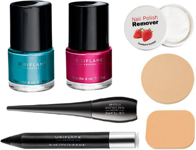 

Oriflame Sweden Pure Colour Mini Nail Paint (2 Pcs), Kajal & Eyeliner Combo(Set of 4)