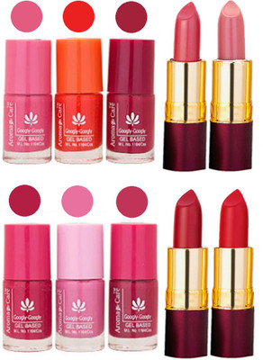 Aroma Care Red RythmX Lipstick + Nail Polish Combo 1506201604(Set of 10)