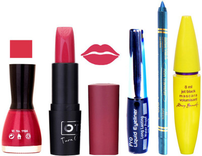 

Rythmx Lipstick, Nail Polish, Eyeliner,Turqoise Blue Kajal Makeup Combo Kit 1282(Set of 5)