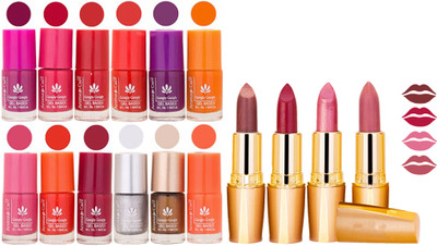 

Aroma Care Gel Nail Polish Set Quick Dry, Long Lasting and Creamy Matte Lipstick Combo 08(Set of 16)