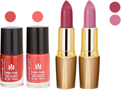 

Aroma Care Orange Nail Polish + Purple Lipstick Combo 2907201697(Set of 4)