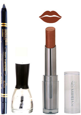 

Rythmx Lipstick , Nail Polish And Stay On Black Kajal Makeup Combo 990(Set of 3)