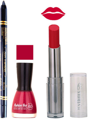 

Rythmx Lipstick , Nail Polish And Stay On Black Kajal Makeup Combo 1034(Set of 3)