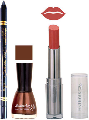 

Rythmx Lipstick , Nail Polish And Stay On Black Kajal Makeup Combo 1036(Set of 3)