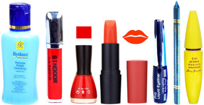 

Rythmx Remover + OTG Lipstick And Nail Polish, Eyliner, Sindoor, Kajal, Mascara Makeup Combo(Set of 7)