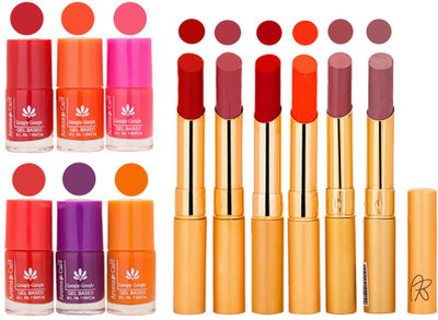 Aroma Care Nail Polish Set and Rythm Lipstick Sets ( Modern Shades) 1803201824(Set of 12)