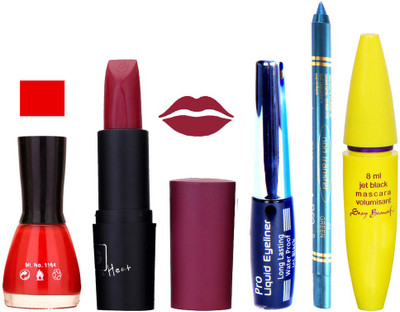 

Rythmx Lipstick, Nail Polish, Eyeliner,Turqoise Blue Kajal Makeup Combo Kit 1276(Set of 5)