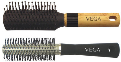 VEGA Basic Mini - Flat Hair Brush R5-Fb With Basic Round Hair Brush R10-Rb(Set of 2)