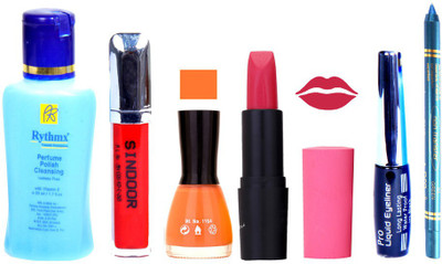 

Rythmx Remover, OTG Lipstick, Sindoor, Nail Polish,EyeLiner, Remover,Turqoise Blue Kajal, Makeup kit Combo 10057(Set of 6)