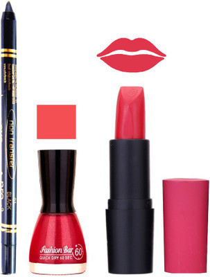 Fashion Bar Nail Polish , OTG Lipstick , Black Kajal Combo 41(Set of 3)