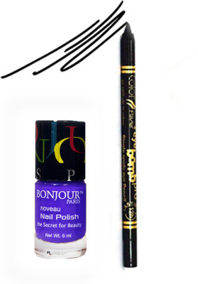 

Bonjour Paris Color Fever 909 Black Pro Kajal+Blue Nail Polish(Set of 2)