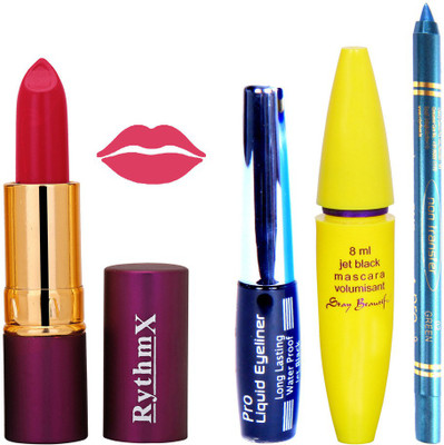 

Rythmx Lipstick ,Black Eyeliner,Kajal, Jet Mascara Makeup Combo Pack(Set of 4)