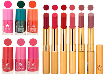 

Aroma Care Perfect Combo of Nail Polish and Rythm Lipstick Popular Shades in Wholesale Rate 2332017009(Set of 12)