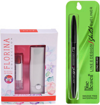 

Blue Heaven Florina Glossy Lipstick (Coral Red) & Line Design Sketch Eyeliner(Set of 2)