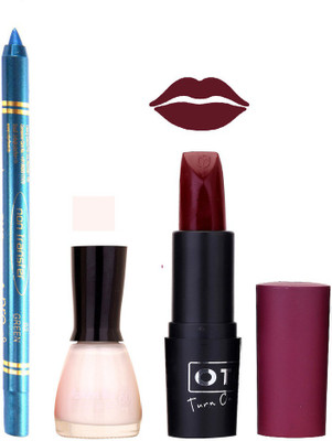 

Fashion Bar Nail Polish , otg Lipstick , Turquoise Blue Kajal Combo137(Set of 3)