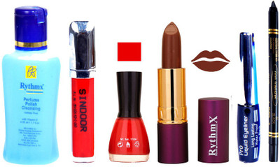 

Rythmx Lipstick ,Remover, Sindoor, Nail Polish,EyeLiner,Black Kajal, Makeup kit Combo 12092(Set of 6)