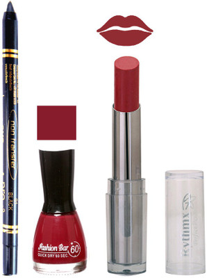 

Rythmx Lipstick , Nail Polish And Stay On Black Kajal Makeup Combo 994(Set of 3)