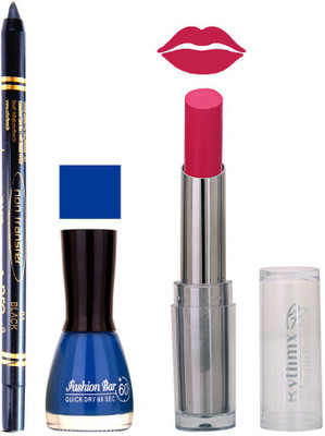 

Rythmx Lipstick , Nail Polish And Stay On Black Kajal Makeup Combo 1000(Set of 3)