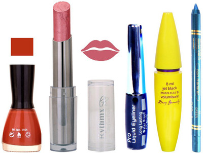 

Rythmx Lipstick, Nail Polish, Kajal, Eyeliner, Mascara, Sindoor, Nail Polish Remover Makeup kit Combo offer Pack of 7(Set of 7)