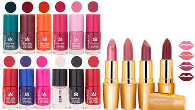 

Aroma Care Gel Nail Polish Set Quick Dry, Long Lasting and Creamy Matte Lipstick Combo 1170(Set of 16)
