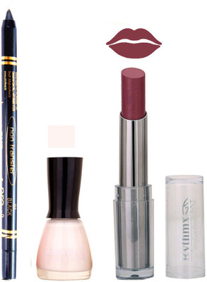 

Rythmx Lipstick , Nail Polish And Stay On Black Kajal Makeup Combo 986(Set of 3)
