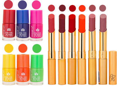 

Aroma Care Makeup Women Nail Polish and Exclusive Long Lasting Lipstick Set 103(Set of 12)