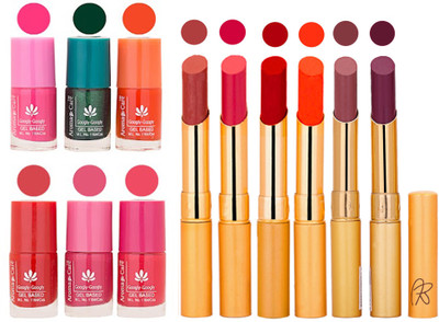 

Aroma Care Perfect Combo of Nail Polish and Rythm Lipstick Popular Shades in Wholesale Rate 2332017146(Set of 12)