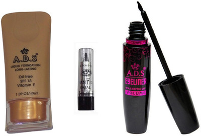 ADS Liquid Foundation / 1625 Eyeliner / Kajal(Set of 3)