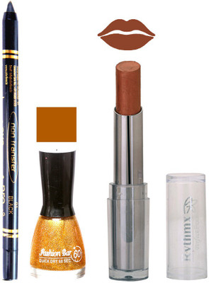 

Rythmx Lipstick , Nail Polish And Stay On Black Kajal Makeup Combo 1040(Set of 3)