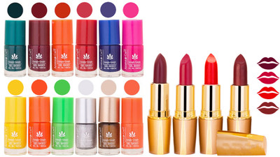 

Aroma Care Gel Nail Polish Set Quick Dry, Long Lasting and Creamy Matte Lipstick Combo 1210(Set of 16)