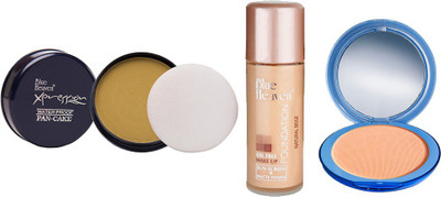 

Blue Heaven Xpression Pan Cake (71), Oil Free Foundation (Natural Beige) & Silk On Face Compact (Blush) Combo.(Set of 3)