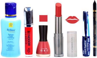 

Rythmx Lipstick And Nail Polish + Eyliner + Sindoor + Remover + Kajal Makeup Combo Pack(Set of 6)