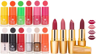 

Aroma Care Gel Nail Polish Set Quick Dry, Long Lasting and Creamy Matte Lipstick Combo 56(Set of 16)