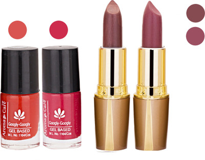 

Aroma Care Orange Nail Polish + Brown Lipstick Combo 2907201636(Set of 4)