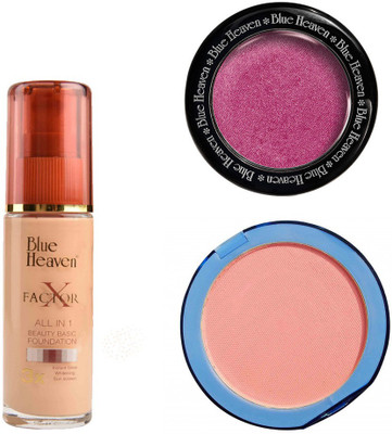 

Blue Heaven X Factor Foundation (Blush), Silk On Face Compact (Pink) & Diamond Blush on 501(Set of 3)