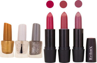 

Rythmx NEW NEON IMPORTANT NAIL POLISHES AND BLACK LIPSTICKS COMBO 061(Set of 6)