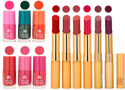 

Aroma Care Perfect Combo of Nail Polish and Rythm Lipstick Popular Shades in Wholesale Rate 2332017117(Set of 12)